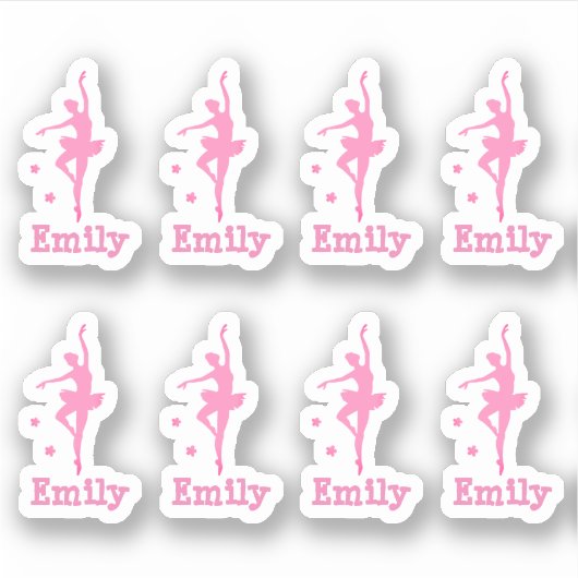 ピンクパーソナライズされたバレリーナ シール (正面)