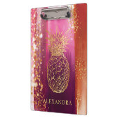 ピンクパーソナライズされたパイナップル金ゴールドグリッター クリップボード (左)