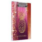 ピンクパーソナライズされたパイナップル金ゴールドグリッター クリップボード (右)