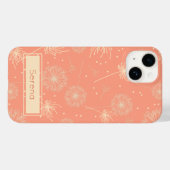 ピンクパーソナライズされたパステルフローラタンデリオンパターン Case-Mate iPhoneケース (裏面 (横))