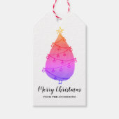 ピンクパーソナライズされたパープルクリスマスツリーの贈り物ラベル ギフトタグ (正面)