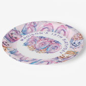 ピンクパーソナライズされたパープルハロウィーンブー ペーパープレート (アングル)