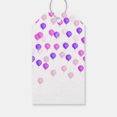 ピンクパーソナライズされたパープルバルーンベビーシャワー ギフトタグ (裏面)