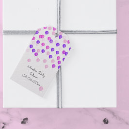 ピンクパーソナライズされたパープルバルーンベビーシャワー ギフトタグ