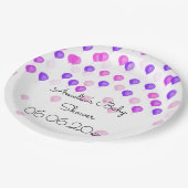 ピンクパーソナライズされたパープルバルーンベビーシャワー ペーパープレート (アングル)