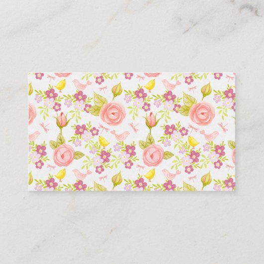 ピンクパーソナライズされたパープルフローラ母ヘルパー コーリングカード (裏面)