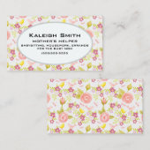 ピンクパーソナライズされたパープルフローラ母ヘルパー コーリングカード (正面/裏面)