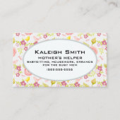 ピンクパーソナライズされたパープルフローラ母ヘルパー コーリングカード (正面)