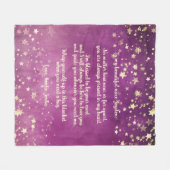ピンクパーソナライズされたパープル星メッセージ姪 フリースブランケット (正面(横))