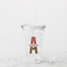 ピンクパーソナライズされたヒョウ柄モノグラム