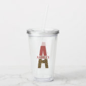 ピンクパーソナライズされたヒョウ柄モノグラム アクリルタンブラー (裏面)