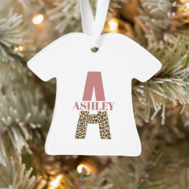 ピンクパーソナライズされたヒョウ柄モノグラム オーナメント