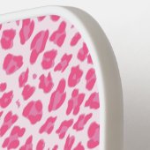 ピンクパーソナライズされたヒョウ柄 – 女子 ピックルボールラケット (左詳細)