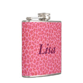 ピンクパーソナライズされたヒョウ皮フラスコ フラスク (右)
