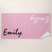 ピンクパーソナライズされたビーチタオル ビーチタオル (正面)