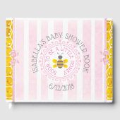 ピンクパーソナライズされたビー(昆虫)マルハナバチ赤ちゃんシャワーブック ゲストブック (正面)