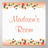 ピンクパーソナライズされたピーチアジアフローラテンプレート ポスター (正面)