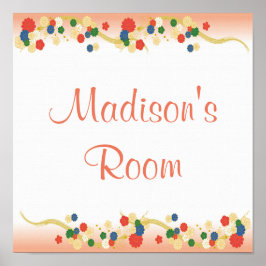 ピンクパーソナライズされたピーチアジアフローラテンプレート ポスター