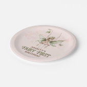 ピンクパーソナライズされたフェアリー最初の誕生日パーティー ペーパープレート (アングル)