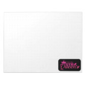 ピンクパーソナライズされたフェイクグリッタージムクイーン点々のある ノートパッド (正面)