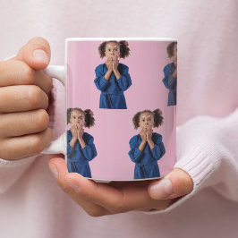 ピンクパーソナライズされたフォトコラージュ子供の誕生日 ジャンボコーヒーマグカップ