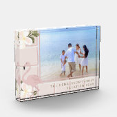 ピンクパーソナライズされたフラミンゴファミリーバケーション フォトブロック (左)