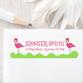 ピンクパーソナライズされたフラミンゴフラミンゴス住所 シール (インサイチュ)