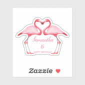 ピンクパーソナライズされたフラミンゴ シール (シート)