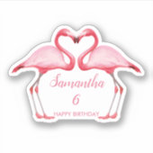 ピンクパーソナライズされたフラミンゴ シール (正面)