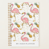 ピンクパーソナライズされたフラミンゴ プランナー手帳 (正面)