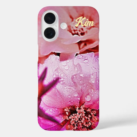 ピンクパーソナライズされたフラワーアップルiPhoneケース Case-Mate iPhoneケース (裏面)