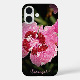 ピンクパーソナライズされたフラワーアップルiPhoneケース iPhone 16ケース