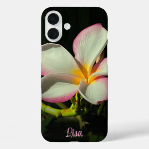ピンクパーソナライズされたフラワーアップルiPhoneケース iPhone 16 Plusケース