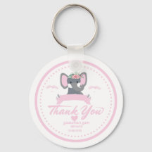 ピンクパーソナライズされたフローラかわいい象の赤ちゃんシャワー