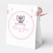ピンクパーソナライズされたフローラかわいい象の赤ちゃんシャワー フェイバーボックス (裏面サイド)