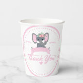 ピンクパーソナライズされたフローラかわいい象の赤ちゃんシャワー 紙コップ (裏面)