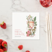 ピンクパーソナライズされたフローラシャンパンブライダルシャワー スタンダードカクテルナプキン (インサイチュ)