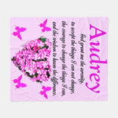 ピンクパーソナライズされたフローラセレニティ祈りの言葉ブランケット フリースブランケット (正面(横))