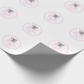 ピンクパーソナライズされたフローラゾウ赤ちゃんシャワー ラッピングペーパー (角)