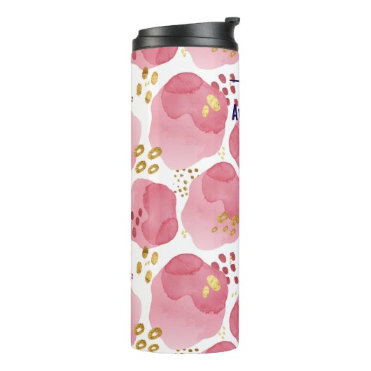 ピンクパーソナライズされたフローラタンブラー-名前をカスタムする タンブラー (回転左)