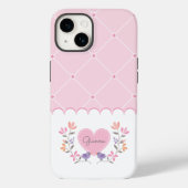 ピンクパーソナライズされたフローラダイヤモンドモノグラム Case-Mate iPhoneケース (裏面)