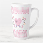 ピンクパーソナライズされたフローラハート母の日 カフェラテマグ (右)