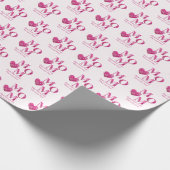 ピンクパーソナライズされたフローラハートMOM文字円 ラッピングペーパー (角)