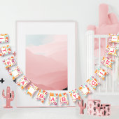 ピンクパーソナライズされたフローラパッテンベビーガール バンティングフラッグ