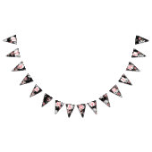 ピンクパーソナライズされたフローラパッテンベビーガール バンティングフラッグ (全)