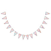 ピンクパーソナライズされたフローラパッテンベビーガール バンティングフラッグ (全)