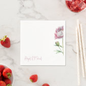 ピンクパーソナライズされたフローラペオ結婚ネスのカクテル スタンダードカクテルナプキン (インサイチュ)