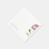 ピンクパーソナライズされたフローラペオ結婚ネスのカクテル スタンダードカクテルナプキン (角)
