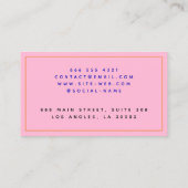 ピンクパーソナライズされたフローラモノグラム コーリングカード (裏面)