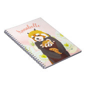 ピンクパーソナライズされたフローラレッドパンダノート ノートブック (右側)